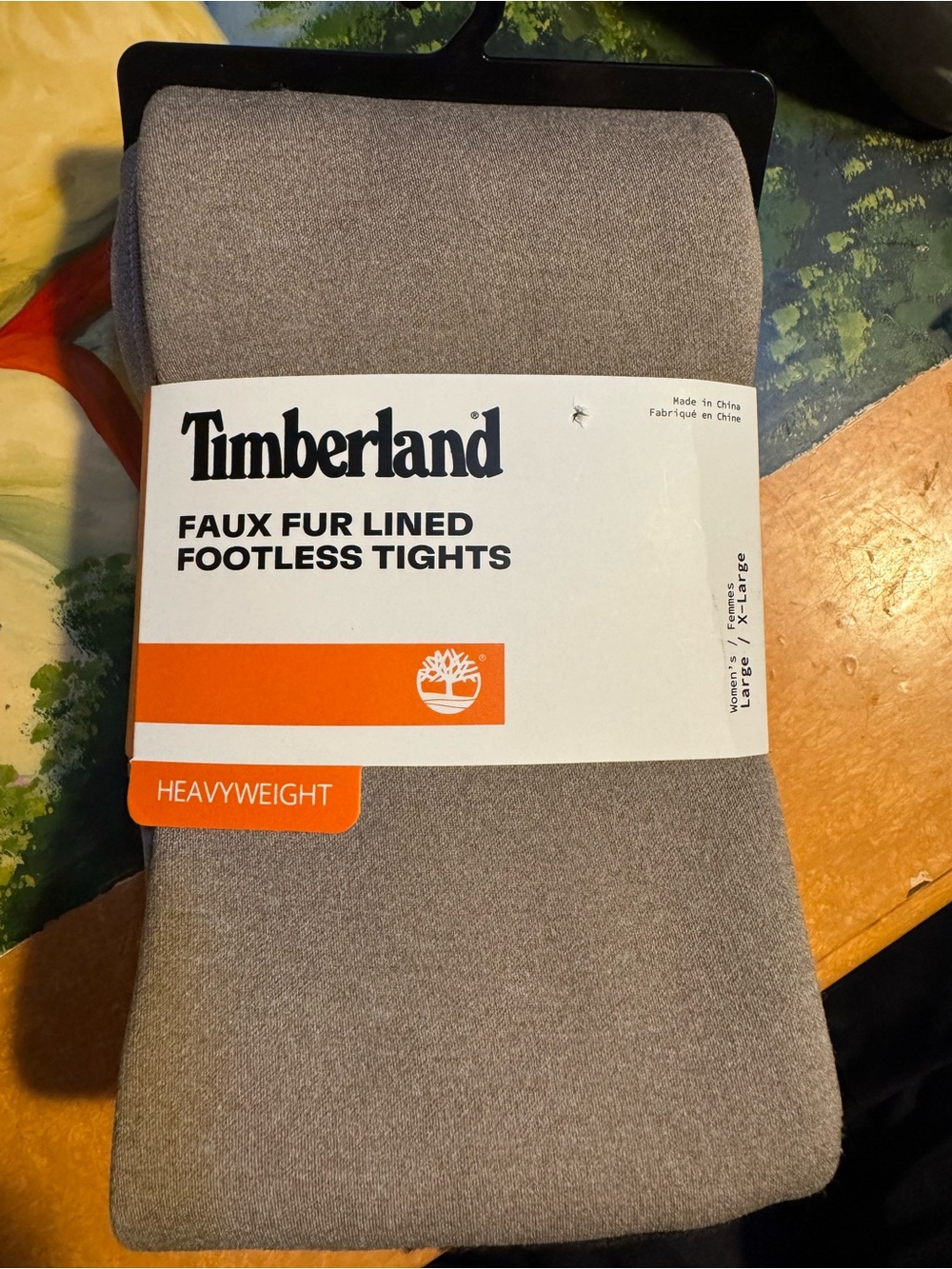 Timberland Taupe Gray Faux Fur Lined Footless Tights